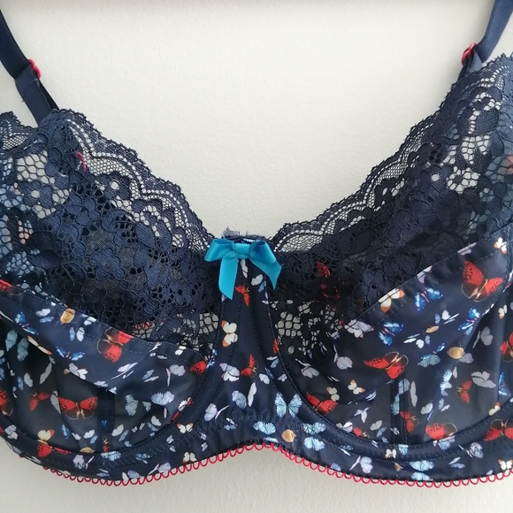 Cleo By Panache Kayla Butterfly Print Lace Balconette Bra 32G - Picture 5 of 16